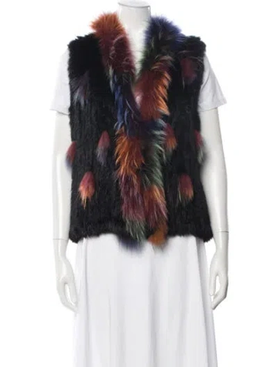Pre-owned Love Token Patterned Vest In Black