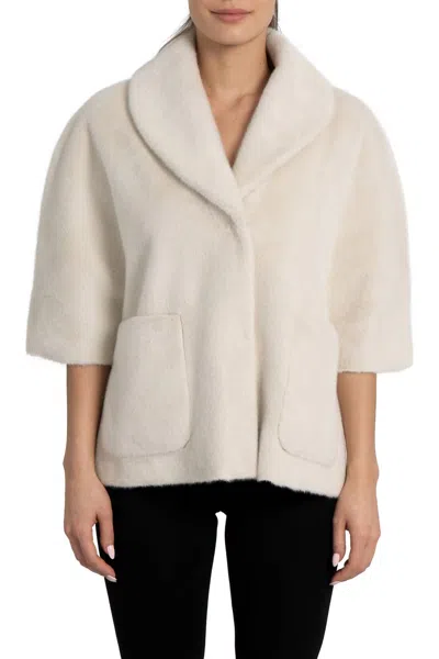 Love Token Peggy Faux Fur Topper In Ice In Multi