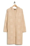 Love Token Plaid Hooded Cardigan Duster In Brown
