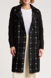 Love Token Plaid Longline Cardigan In Black