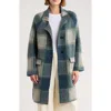 Love Token Plaid Longline Cardigan In Blue