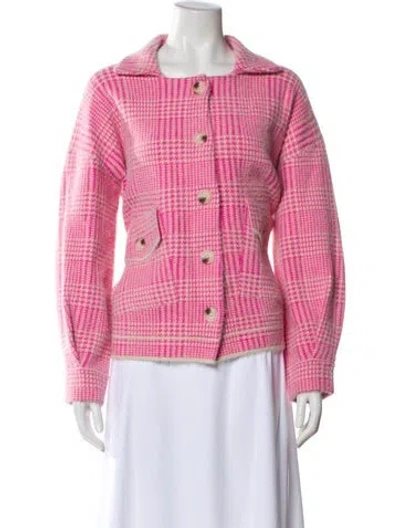 Pre-owned Love Token Plaid Print Jacket In Pink