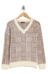 Love Token Plaid V-neck Sweater In Multi
