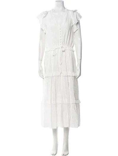 Pre-owned Love Token Plunge Neckline Long Dress In White