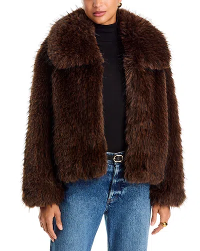 Love Token Plush Faux Fur Jacket In Brown