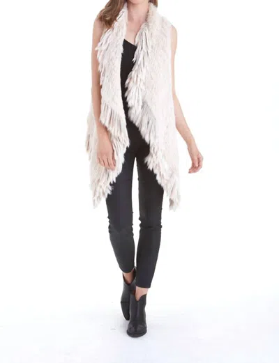 Love Token Quinn Fur Vest In Off-white In Pink