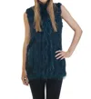Love Token Raven Fur Vest In Teal In Blue