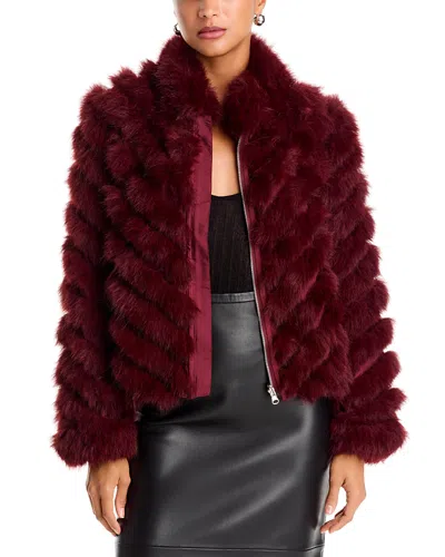 Love Token Reversible Faux Fur Jacket In Burgundy