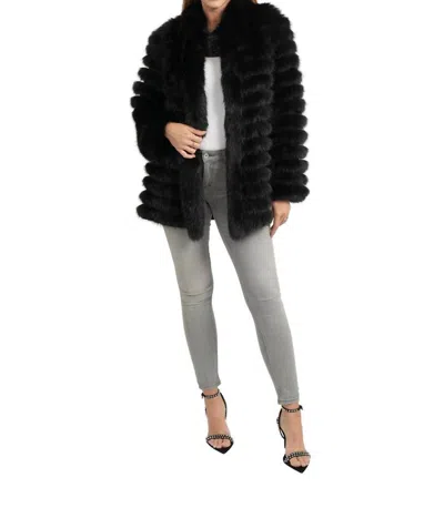 Love Token Reversible Faux Fur Nylon Jacket In Black