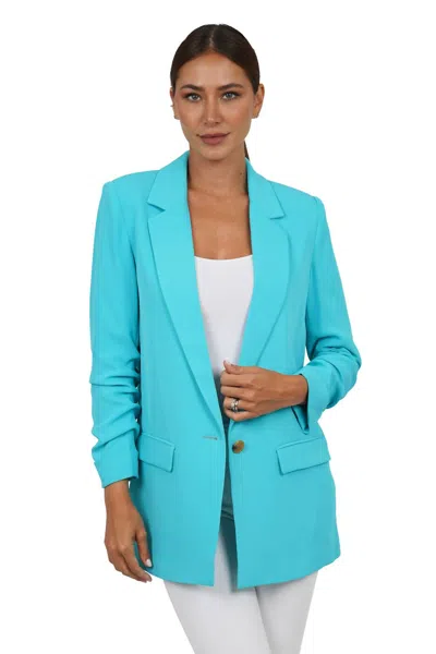 Love Token Sabrina Boyfriend Blazer In Turquoise In Blue