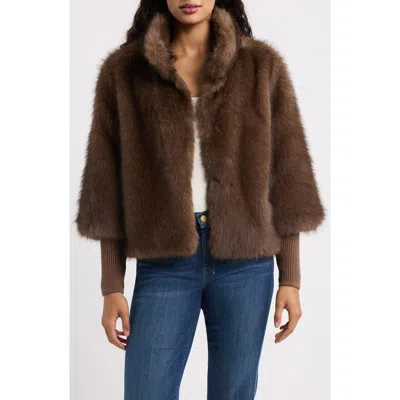 Love Token Sammie Faux Fur Jacket In Brown