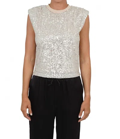Love Token Scarlett Sequin Top In Beige In Gray