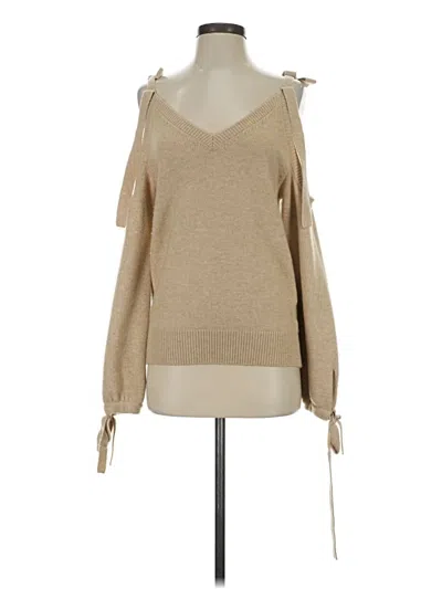 Pre-owned Love Token Tank Top Tan Cold Shoulder Neckline Tops In Brown