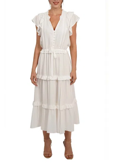 Love Token Sadie Midi Dress In White In Multi