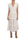 Love Token Tiered Midi Dress In White