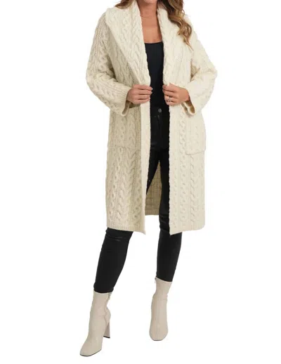 Love Token Travis Cable Knit Cardigan In Ivory In Multi
