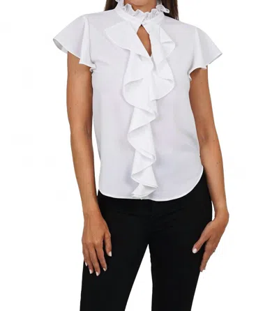 Love Token Trixie Cascade Ruffled Sleeve Blouse In White