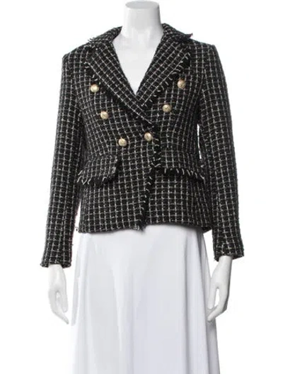Pre-owned Love Token Tweed Pattern Blazer In Black