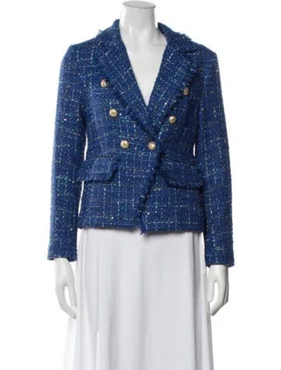 Pre-owned Love Token Tweed Pattern Blazer In Blue