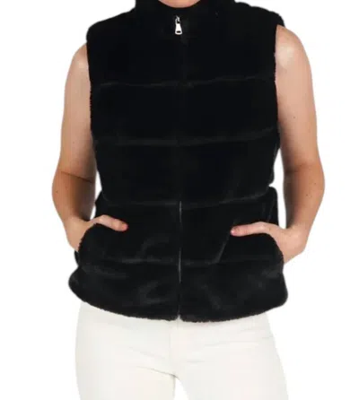 Love Token Vince Faux Fur Vest In Black