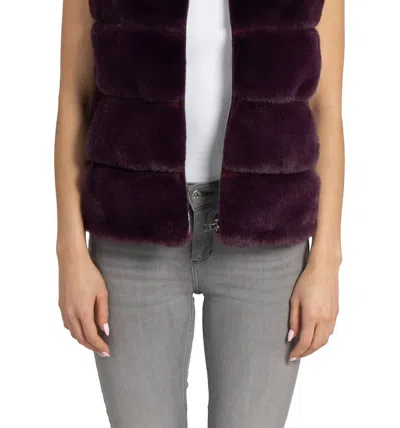 Love Token Vince Faux Fur Vest In Wine In Multi
