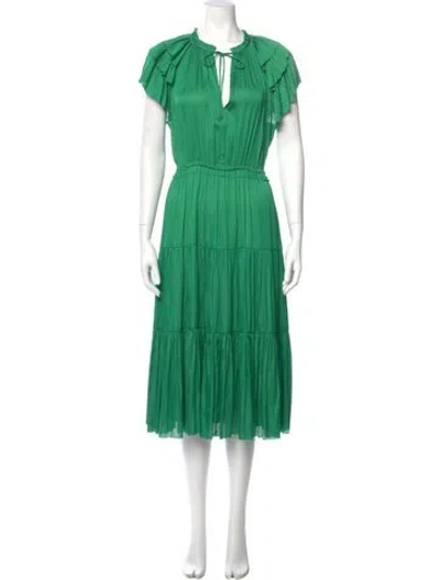 Pre-owned Love Token V-neck Midi Length Dress W/ Tags In Green