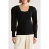 Love Token Whipstitch Sleeve Sweater In Black