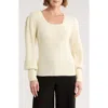 Love Token Whipstitch Sleeve Sweater In White