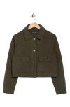 Love Token Xochi Crop Shirt Jacket In Green