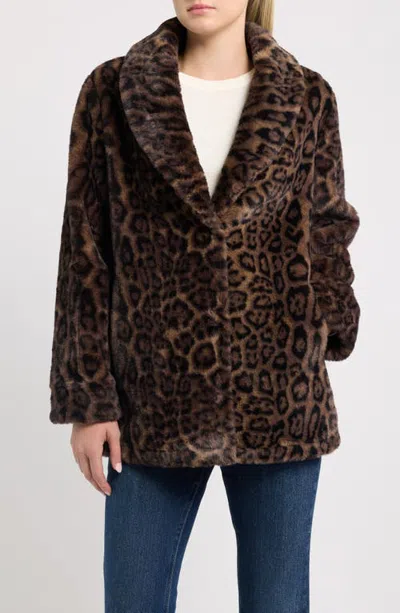 Love Token Zeke Reversible Faux Fur Coat In Brown