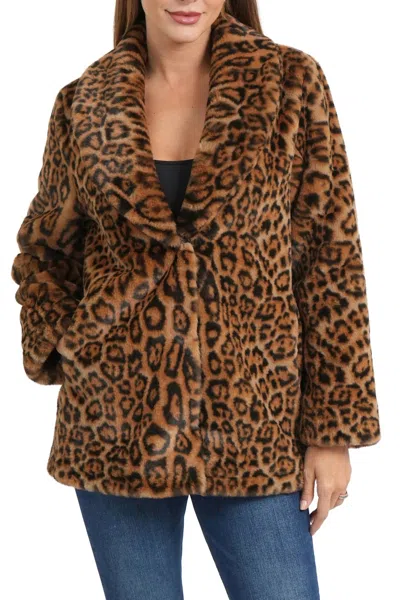 Love Token Zeke Reversible Faux Fur Jacket In Multi In Animal Print