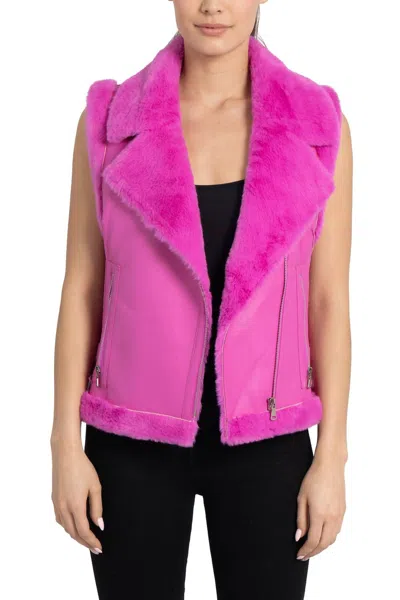 Love Token Zoe Moto Vest In Hot Pink
