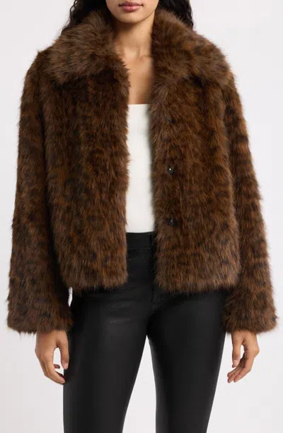 Love Token Zuri Faux Fur Jacket In Brown