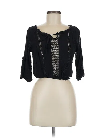 Pre-owned Love Tree 3/4 Sleeve Blouse In Black