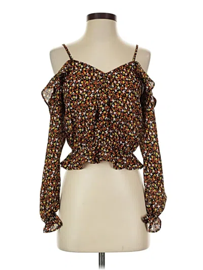 Pre-owned Love Tree 3/4 Sleeve Blouse In Brown