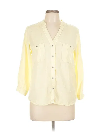Pre-owned Love Tree 3/4 Sleeve Button Down Shirt In Yellow