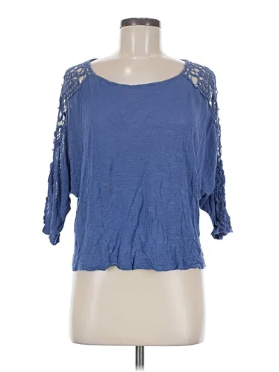Pre-owned Love Tree 3/4 Sleeve Top Blue Cold Shoulder Neckline Tops