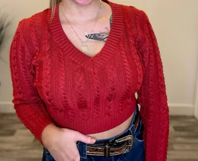 Love Tree Candy Apple Red Crop Sweater