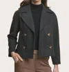 Love Tree Double Breasted Wool Jacket In Black In Black