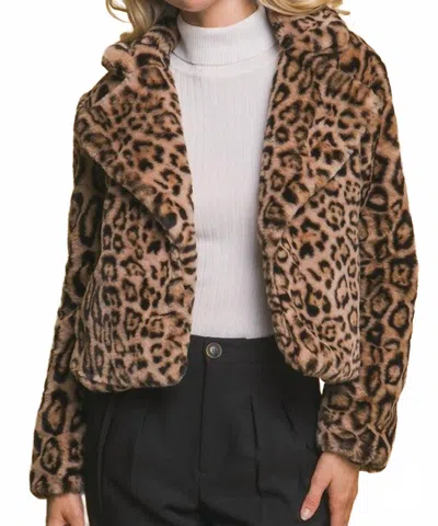 Love Tree Faux Fur Cropped Jacket In Leopard In Animal Print