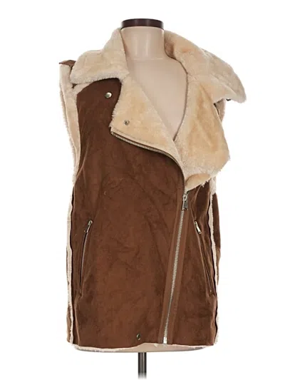 Pre-owned Love Tree Faux Fur Vest In Brown