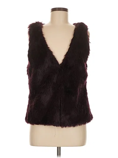 Pre-owned Love Tree Faux Fur Vest In Burgundy