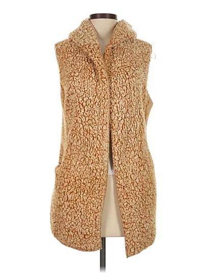 Pre-owned Love Tree Faux Fur Vest In Gold