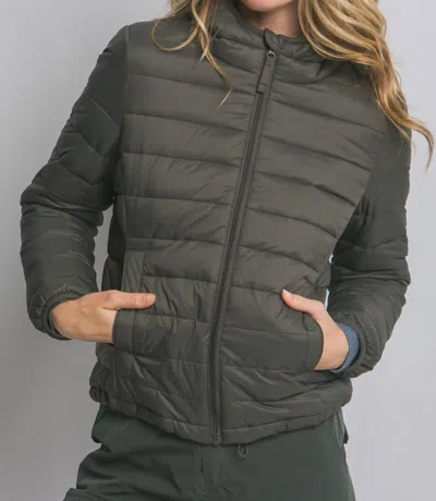 Love Tree Hooded Light Puffer Jacket In Olive In Multi