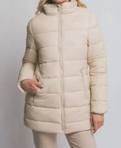 Love Tree Long Puffer Jacket In Cream In Neutral