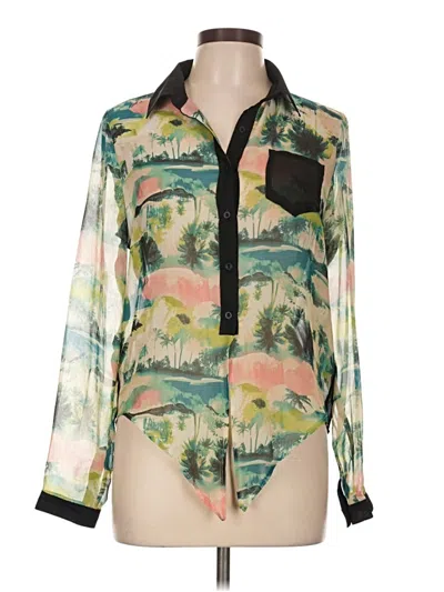 Pre-owned Love Tree Long Sleeve Blouse In Green