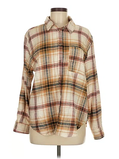 Pre-owned Love Tree Long Sleeve Button Down Shirt In Brown