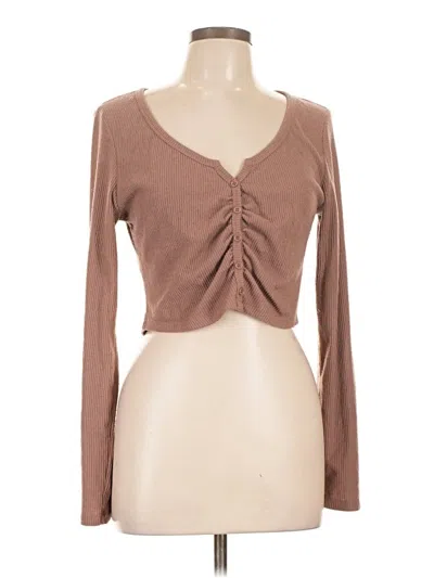Pre-owned Love Tree Long Sleeve Top Brown Sweetheart Neckline Tops