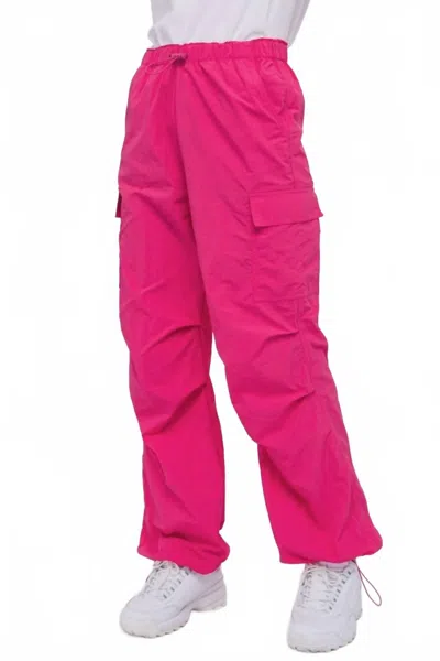 Love Tree Loose Fit Parachute Cargo Pants In Magenta In Pink