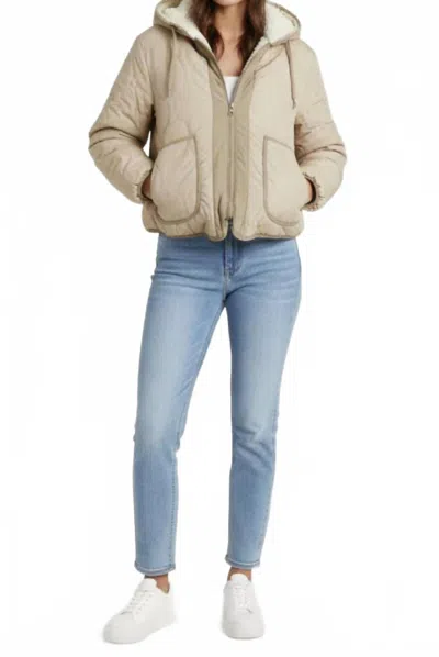 Love Tree Reversible Faux Fur Coat In Khaki In Neutral